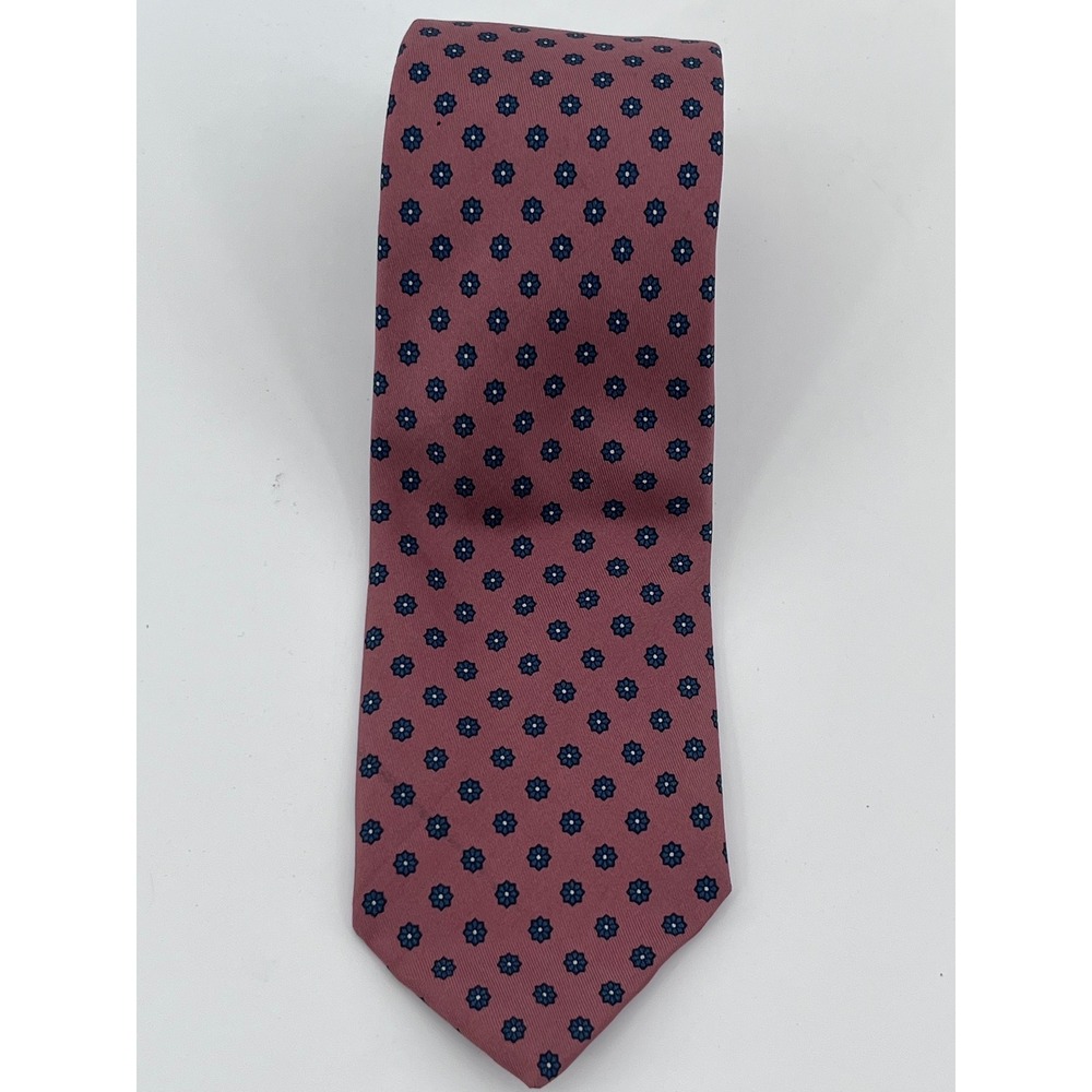 Robert Talbott Silk Tie Pink Blue Floral Medallion Hand Sewn Italy Dick Bruhn